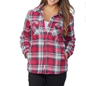 Soho Threads Plush Shirt Jacket Womens Plaid